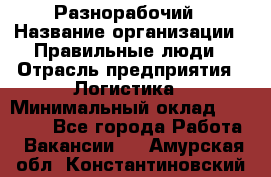 Разнорабочий › Название организации ­ Правильные люди › Отрасль предприятия ­ Логистика › Минимальный оклад ­ 30 000 - Все города Работа » Вакансии   . Амурская обл.,Константиновский р-н